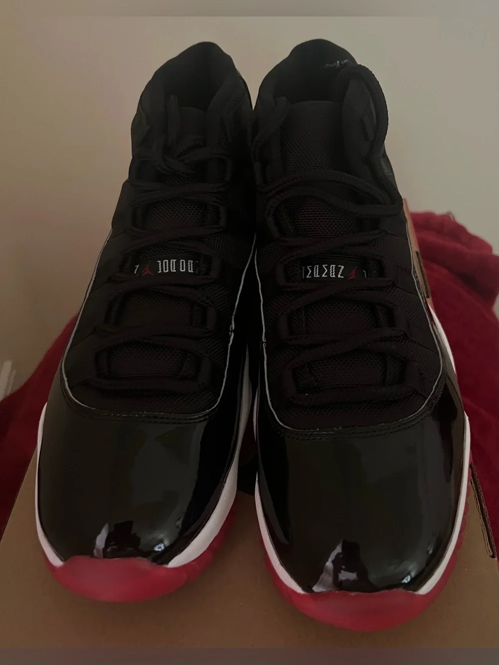 Jordan Black and Red Retro High-Top Sneakers